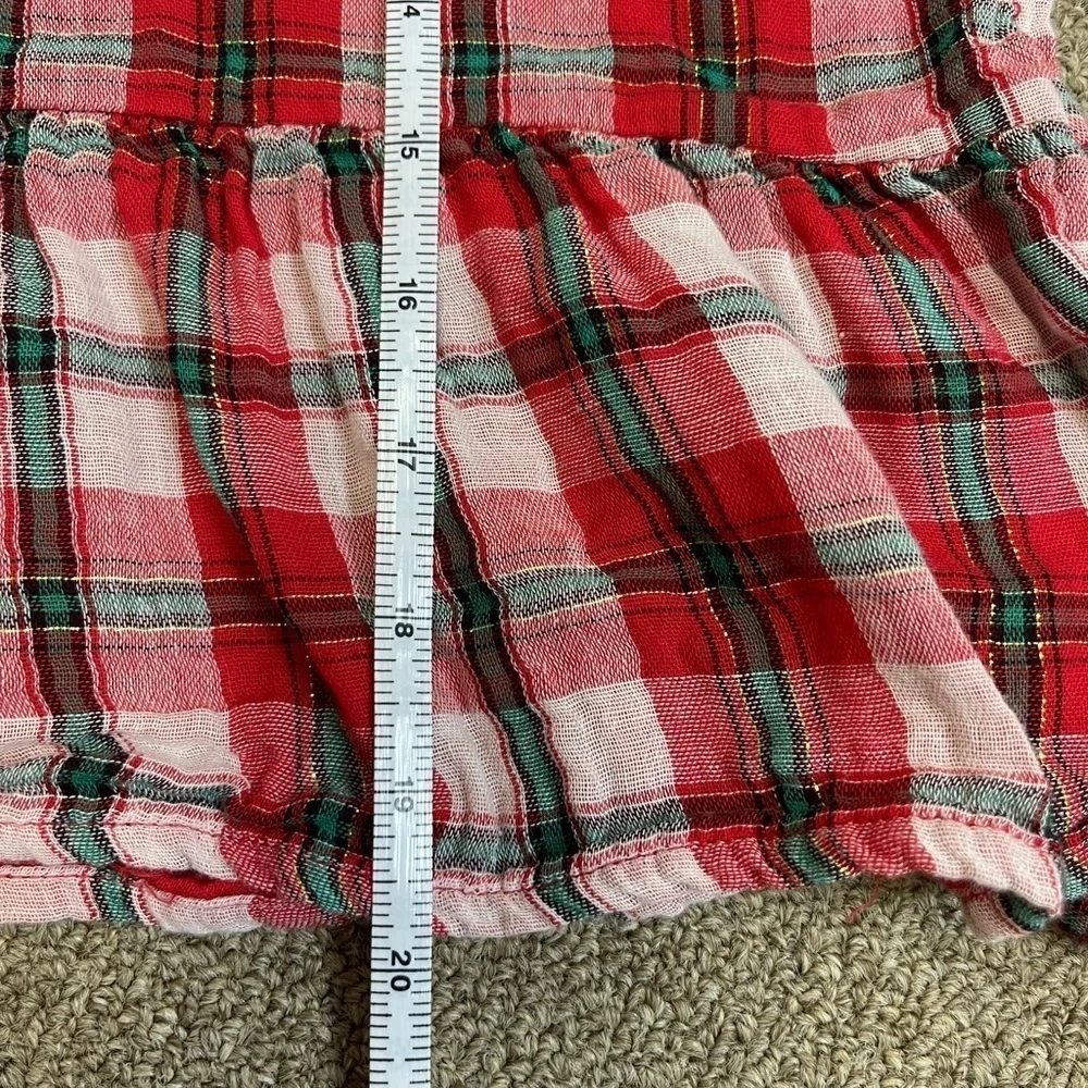 ⚡️3/$20⚡️Cat&Jack: Girls Red/Green/Gold Plaid Long Sleeve Blouse, Size L (10/12)